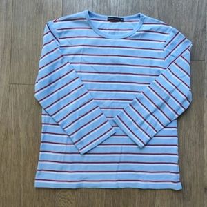 🎁 FREE WITH PURCHASE Bossini Light Blue Striped Cotton 3/4 Sleeve Tee